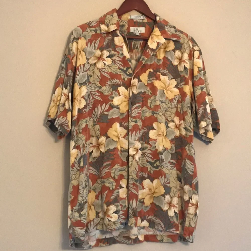 ENRO Tropical Print Silk Button Down - Size Medium - Picture 2 of 6
